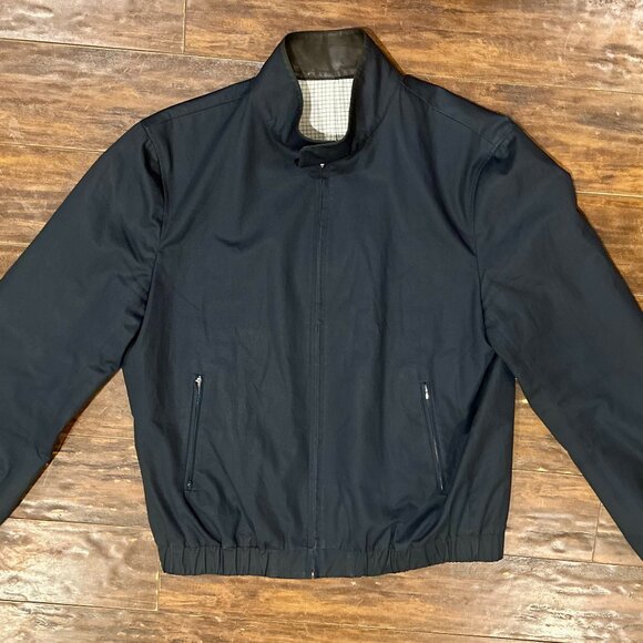 Sandro Paris Black Harrington Jacket – Leather Collar – Size Mens M/L - Picture 1 of 12